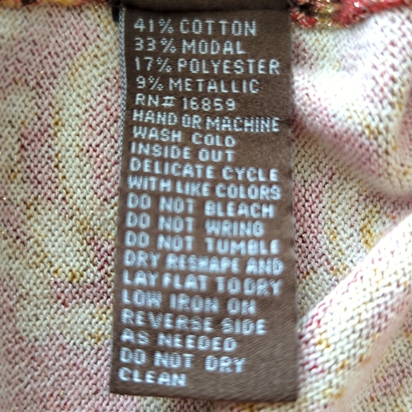 J. McLaughlin Pink & Gold/Gold Shimmer Pullover Sweater Decorative Buttons Sze L - Picture 8 of 9